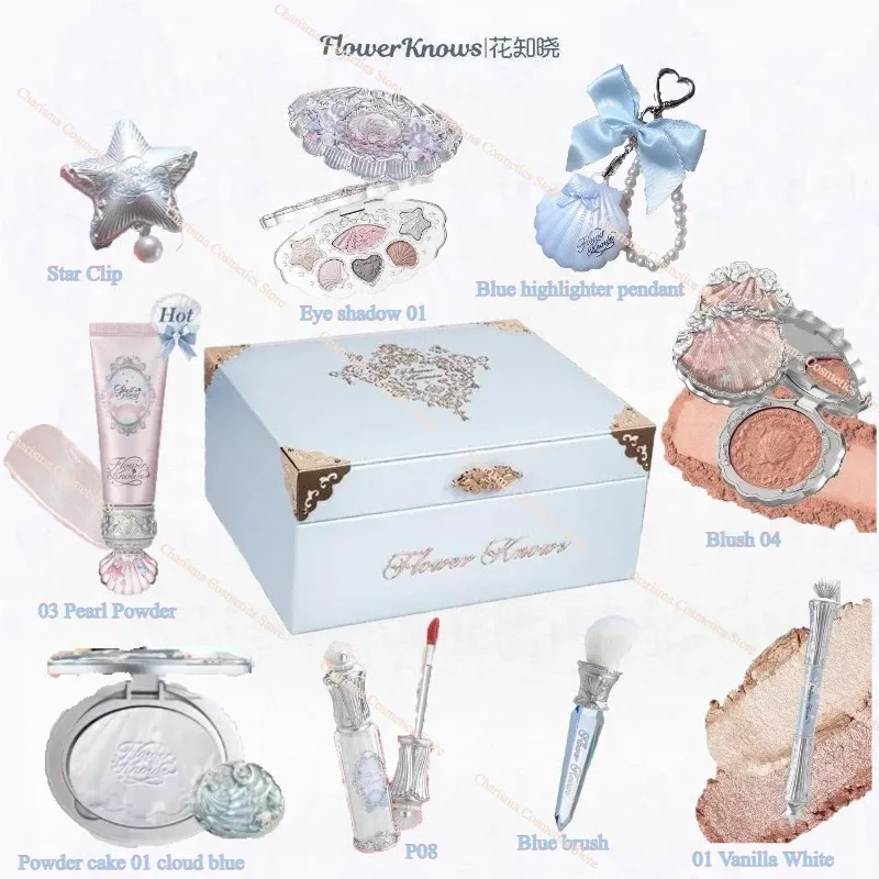 Flower Knows Shells Pearl Eyeshadow Essence Lip Honey Blush Cheek Makeup Depan 11 buah set