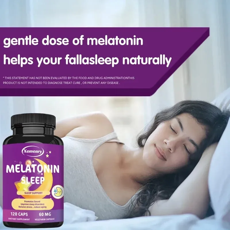 Melatonin Capsules - A Sleep Aid Help You Fall Asleep Faster Promote Sleep Health and Improve Sleep Quality