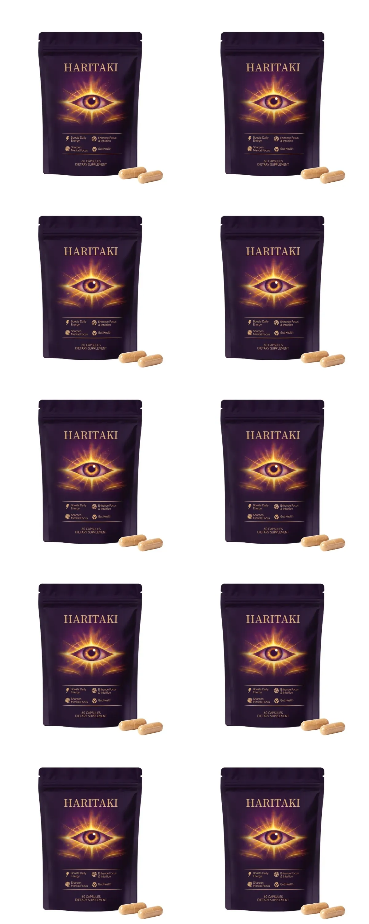 תוסף האריטאקי 3rd Eye 500mg תומך באיזון עיכול בריאות מעיים סילוק קבוע יומי הגנה נוגדת חמצון 60 Ct