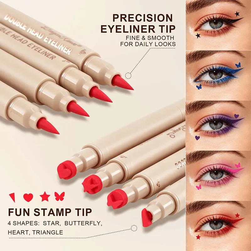 2-σε-1 διπλό άκρο Stamp Seal Eyeliner Γρήγορο Στέγνωμα Αδιάβροχο και Αδιάβροχο, Αδιάβροχο και Αδιάβροχο Δεν είναι εύκολο να μουτζουρώσετε Πολύχρωμο Μακιγιάζ Ματιών — image 5