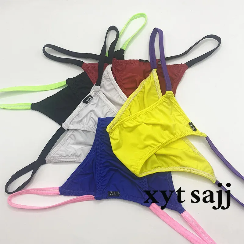 Slim Fit Color Block Thin Strap Triangle Underwear for Men Low Rise Breathable Soft Fabric Daily Male Briefs — image 12