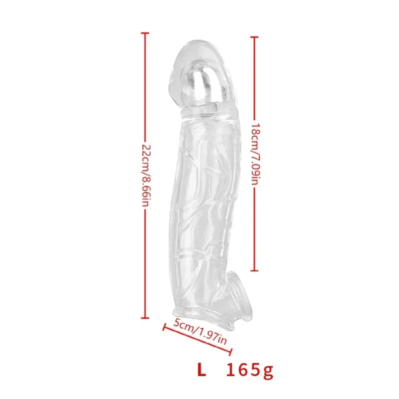 3 Size Reusable Penis Sleeve Soft Clear Cock Sleeve Penis Extender Adult Sex Toys for Men Women Durable Penis Enlarger Male