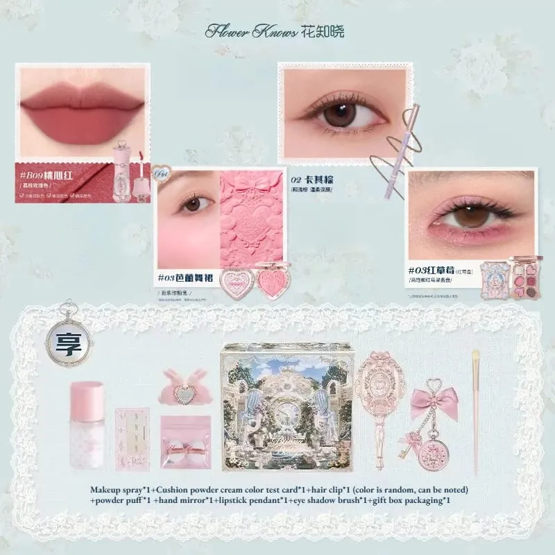 Flower Knows Shells Pearl Eyeshadow Essence Lip Honey Blush Cheek Makeup Depan 11 buah set