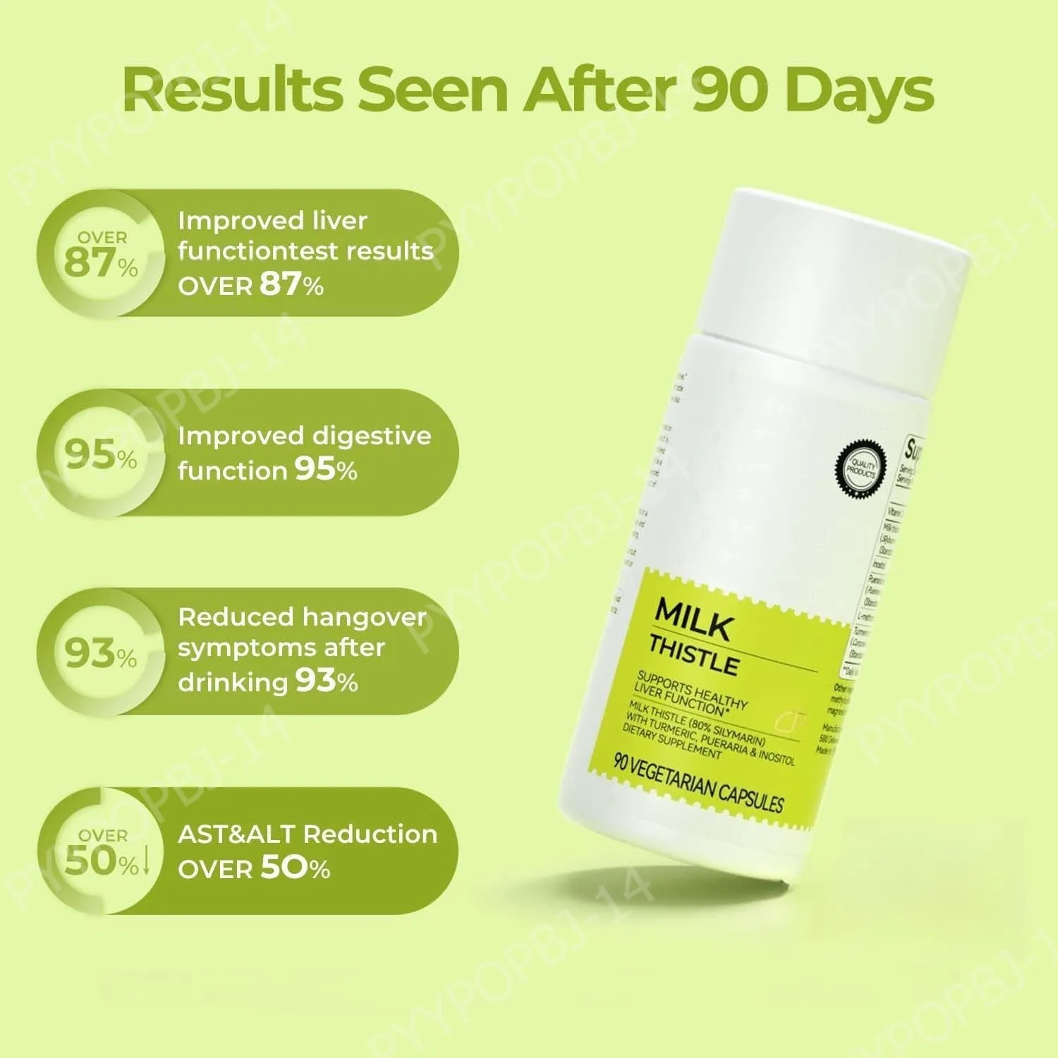 Milk Thistle Extract 300mg Capsules with Vitamin C Inositol Herbal Supplement 90 Capsules Non-GMO Gluten Free