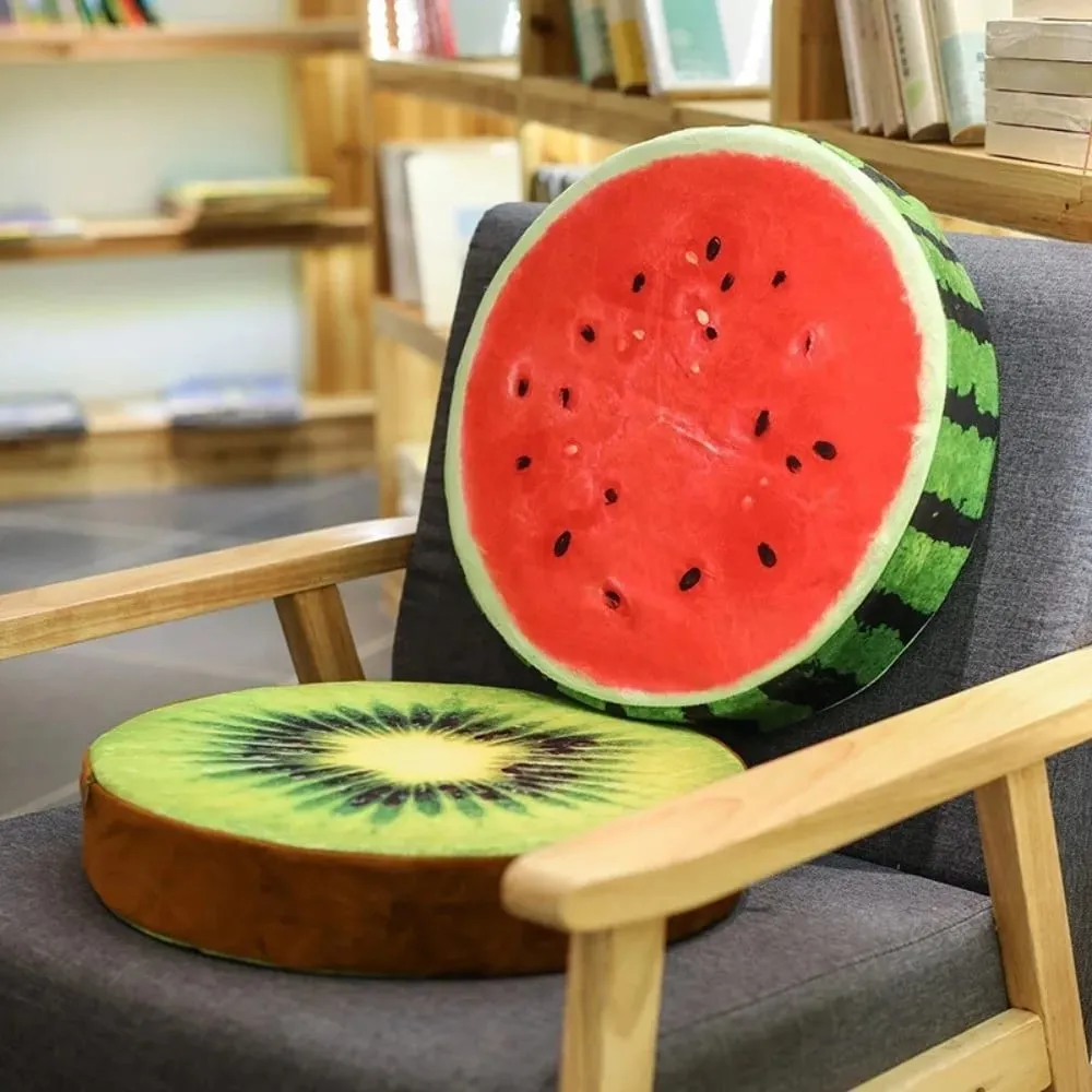 Creative Round Fruit Pillow Fruit Slice Print Simulation Throw Pillow Stuffed Inner Plush Fabric Plush Pillow Office Rest — image 2