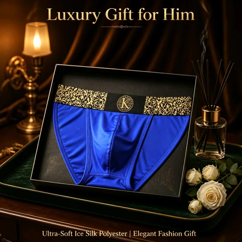 Men High‑Leg Bikini Briefs Vintage Festive Ornate Black‑Gold Elastic Waist Stretch Sweat Evaporating Underwear Date Anniversary