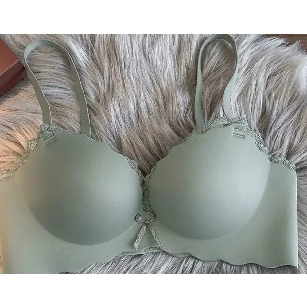セクシーWomen Wireless Seamless Bra Set One‑Piece Push‑Up Brassiere Small Bust Side Support Anti‑Sag Soft Ladies Intimates Lingerie