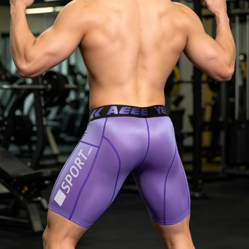Men's Shorts Compression Running Shorts Quick Dry High Elastic Muscle Fitness Basketball Bottoms Five-Quarter Length Inner Pants — image 5