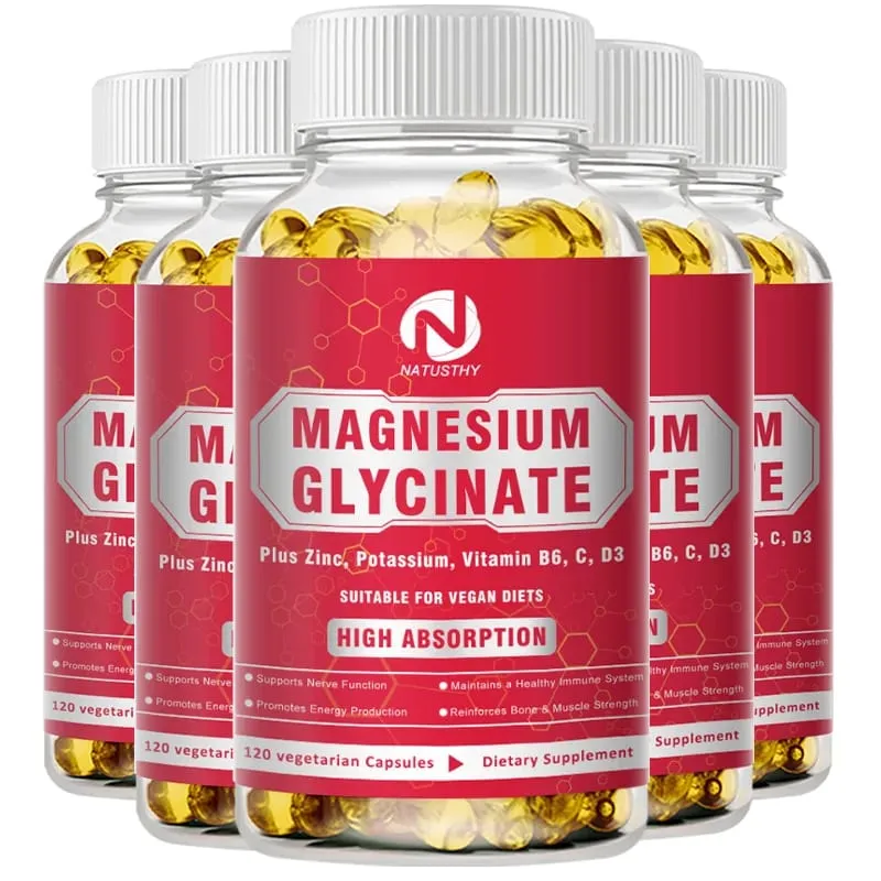 Magnesium Glycinate Capsules with Zinc Potassium for Muscle Heart Bone Immune System Health