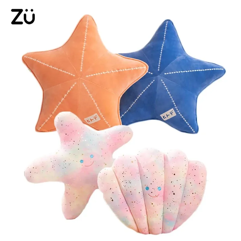 ZU Under Sea Theme Χαριτωμένο κοχύλι Αστερίας βελούδινο μαξιλάρι Sea Star Μαλακά γεμιστά παιχνίδια Kawaii Ροζ Διακόσμηση για πάρτι