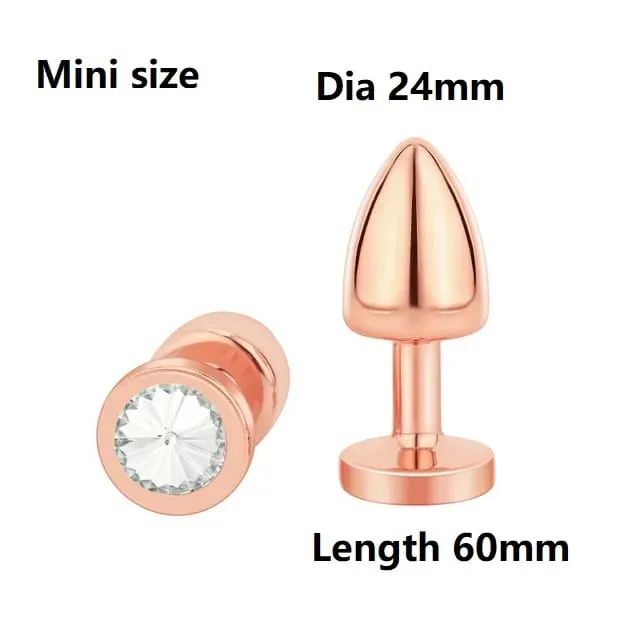 Small Size Metal Anal Beads Butt Plug Mini Rainbow Rose gold Butt Plug Crystal Jewelry Trainer Anal Dildo Masturbation Sex Toy — image 20