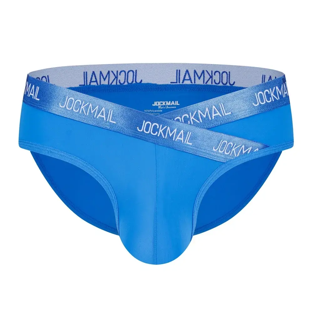 Jockmail Mens Underwear Low Waist Sexy Letter Sports Breathable Summer Ice Silk Briefs Big Bag Nylon Solid Color Man Panties — image 22