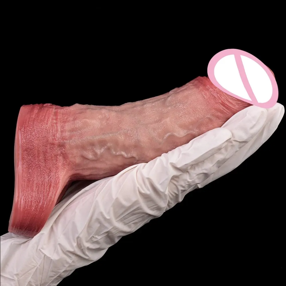Wireless Control Realistic Hollow Dildo Soft Silicone Penis Sleeve Condom Male Dick Enhancer Delay Ejaculation Sex Toys