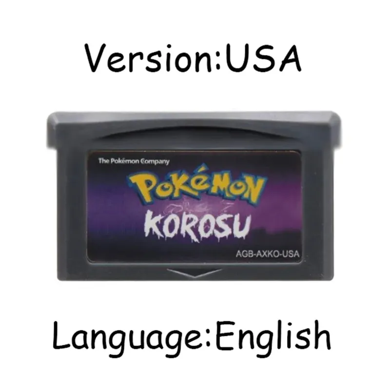 GBA Pokemon Game Cartridge 32-Bit קונסולת משחקי וידאו כרטיס Ash Grey Liquid Crystal Light Platinum Moemon Emerald שפה אנגלית