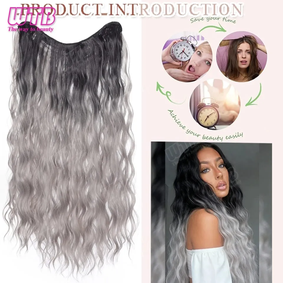 WTB Gradient Hair Extensions Συνθετική περούκα BB Clip Style Water Wave Μοτίβο για γυναικεία καθημερινή ένδυση και τις γιορτές