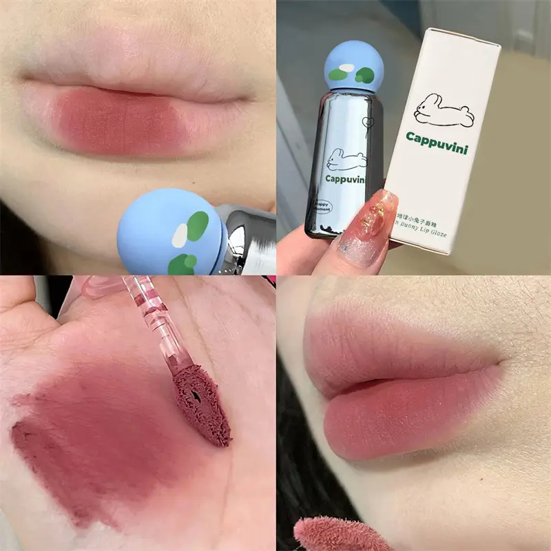 Velvet Matte Lip Mud Cute Rabbit Liquid Lipstick Mousse Κόκκινο καφέ Μακράς διάρκειας απαλό Lip Gloss Lips Μακιγιάζ Φοιτητικά Καλλυντικά