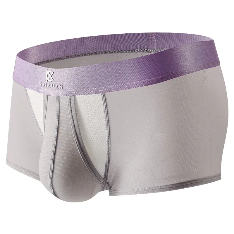 Summer Ice Silk Underwear Men's Quick Drying Boxer Shorts Lightweight Breathable Separable Side Opening Non Detachable Panties