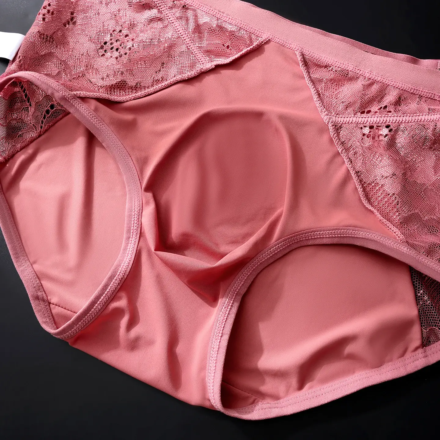 Male Glossy Satin Triangle Briefs Floral Lace Mesh Splice High Waist Elastic Letter Band Soft Breathable Men Underwear — image 9