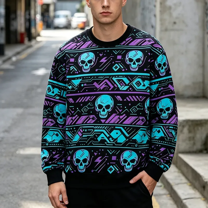 Estilo gótico esqueleto rosa impressão moletom masculino retro casual tripulação pescoço pulôver roupas harajuku hip hop rua moda topos