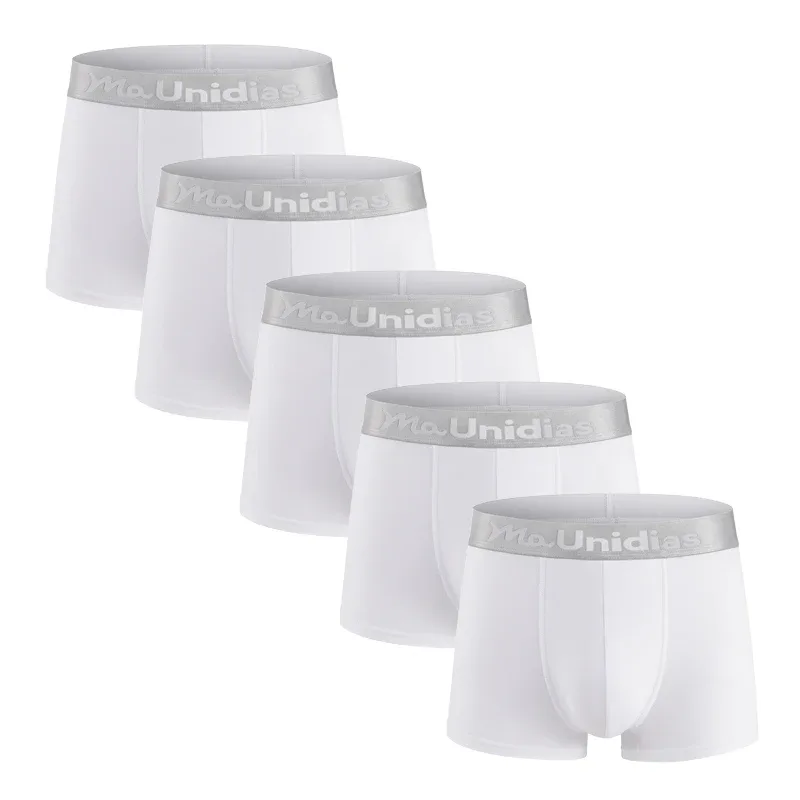 5Pcs Bamboo Fiber Men Underpants Maunidias Boxer Briefs Letter Elastic Waistband Underwear Mens Boxers Solid Color Men's Panties — image 21