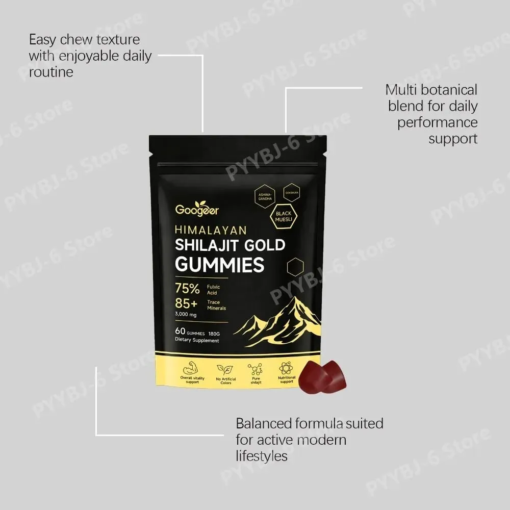 Η φόρμουλα Himalayan Shilajit Gold 60 Gummies Minerals υποστηρίζει την ενίσχυση της ενέργειας και τη ζωτικότητα του σώματος Φυσικό συμπλήρωμα διατροφής — image 4