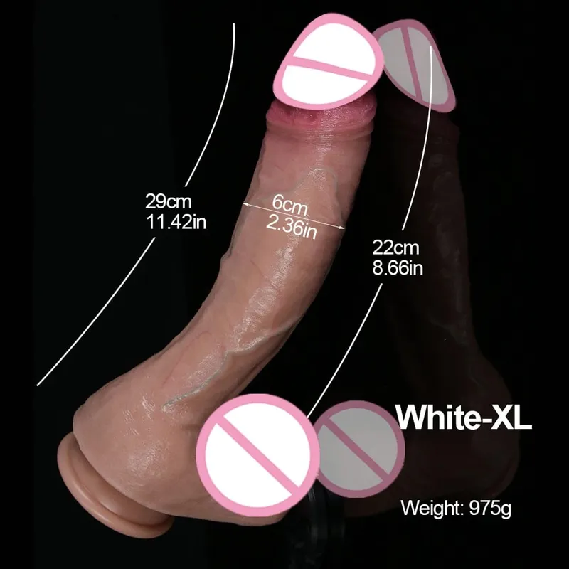 XXL Wihte szilikon valósághű műpénisz, puha farka tapadókorong pénisz anális szexjátékok női G-pont stimulátor ívelt nyéllel és labdával — image 10