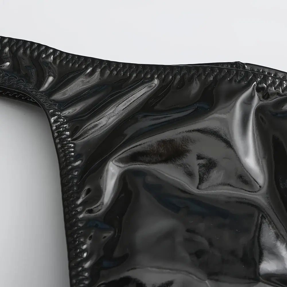 1pc Men Glossy Faux Leather Briefs Bulge Pouch Wide Waist Low Rise Underwear Erotic Lingerie Half-exposed Butt Gay Sissy Briefs — image 9