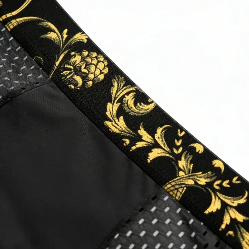 Men's Ice Silk BoxerBriefs Gold Floral Waistband Breathable Underwear Quick-Dry Skin-Friendly Sports Trunks Plus Size for Summer — image 2
