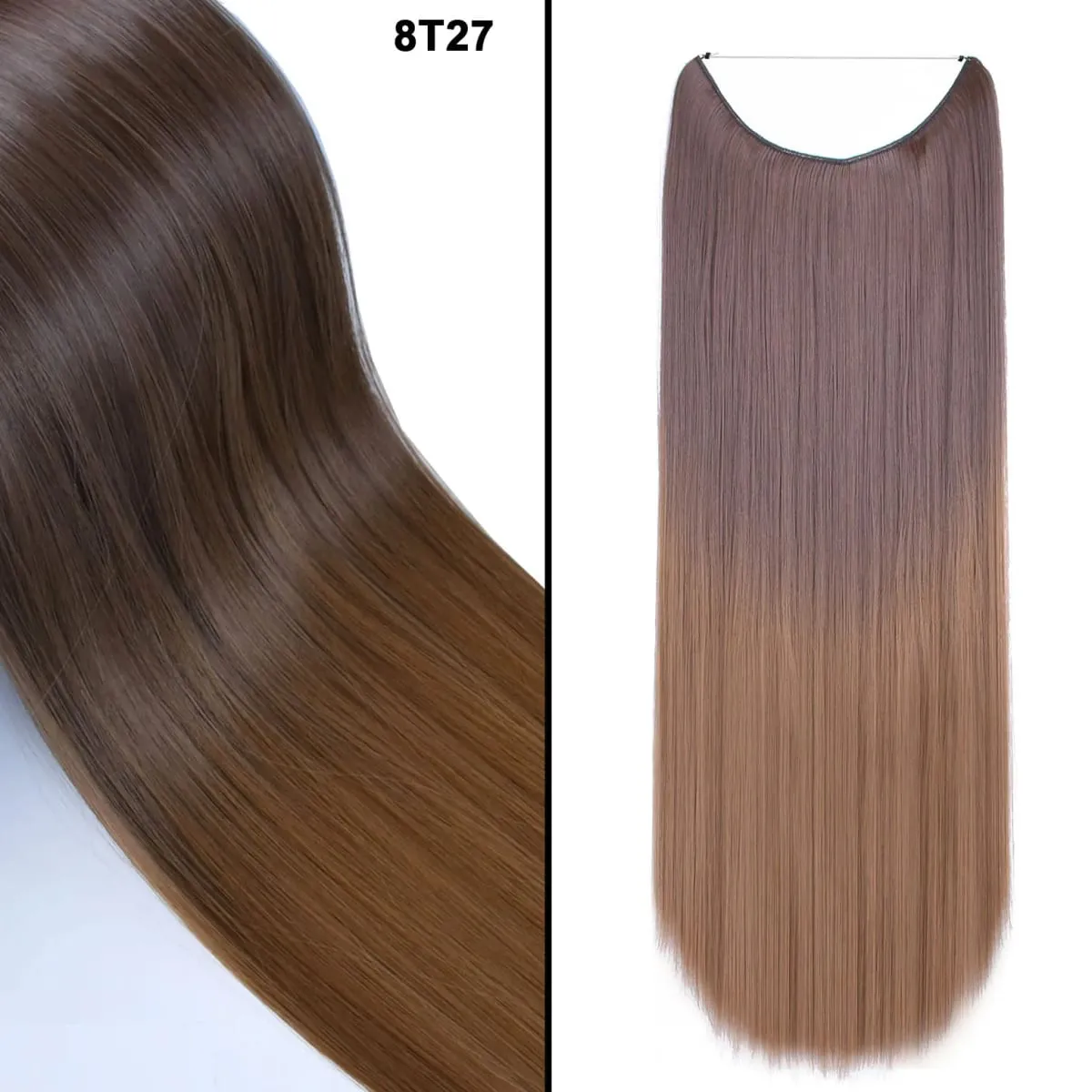 Jeedou κυματιστά μαλλιά Extension Elasticity Αόρατο σύρμα Fish Line One Piece No Clips Συνθετικά Hairpieces Ombre Χρώμα για γυναίκες — image 18