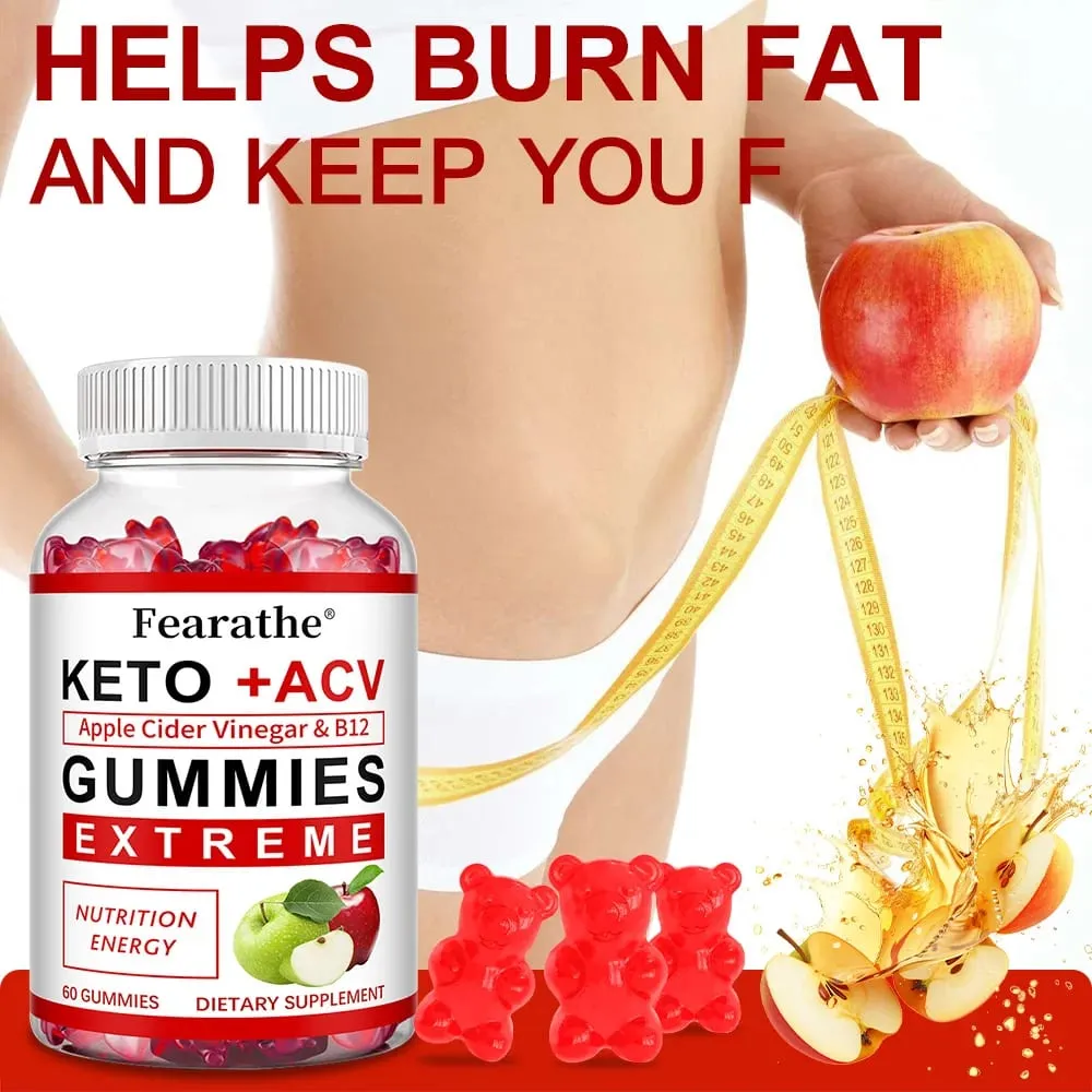 Fearathe Slimming Keto Apple Cider Vinegar Gummies Supplement Weight Loss Reduces Anxiety & Stress Boost Immune System — image 2