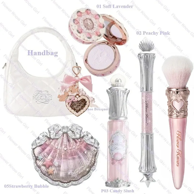 פרח איפור יודע Shell's Jewel Mermaid Glow Set פלטת צלליות סומק ליפ גלוס תיק איפור מט זוהר שימר ערכת פריימר