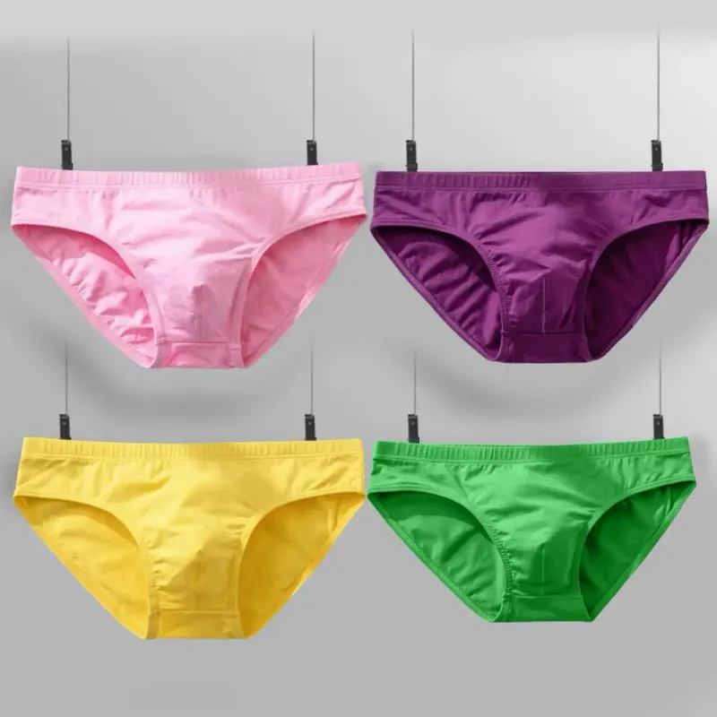 Cotton Briefs Adult Man Briefs Stretchy Breathable Solid Color Male Underwear Low Waist Cotton Underpants Plus Size Men Cotto — image 9