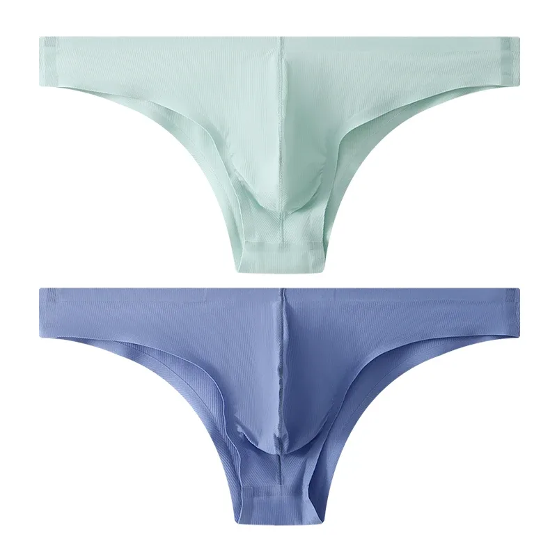 Intimo da uomo a triangolo piccolo a mezza anca a vita bassa sexy da uomo giovane slip senza cuciture in seta di ghiaccio mutandine estive leggere e traspiranti