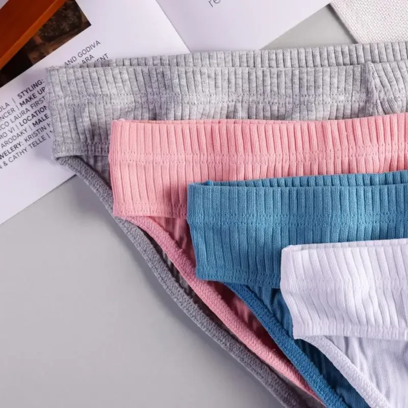 Heren sexy kort geribbeld katoen ademend comfortabel zweetabsorptie sportondergoed jeugd lage taille U bolle buidelonderbroek