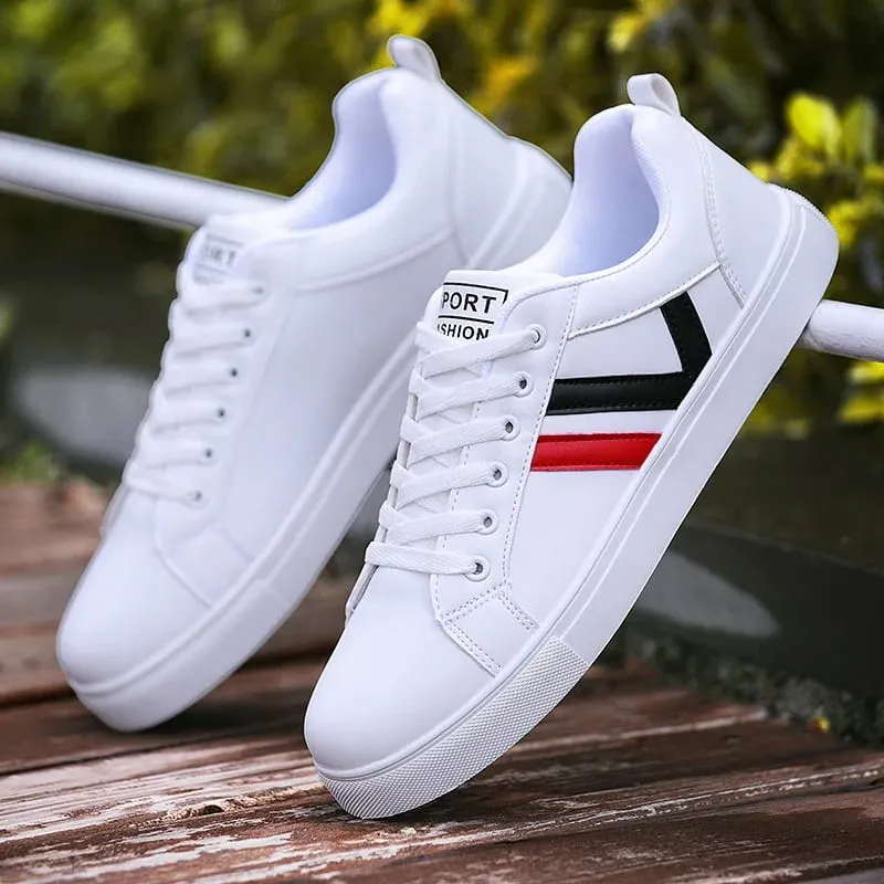 Fehér Vulkanizált Cipők Férfi Lapos Kényelmes Cipők Fűzős Zapatillas Hombre Őszi tavaszi divat Cipők Drop Shipping