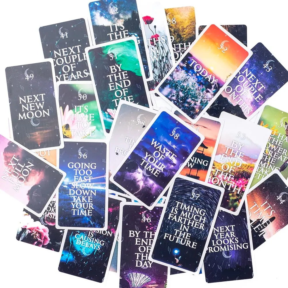 Mystical Timing Oracle 60Cards 10,3*6cm Time Frame Cards Twin Flame Tarot Deck Cosmic — image 6