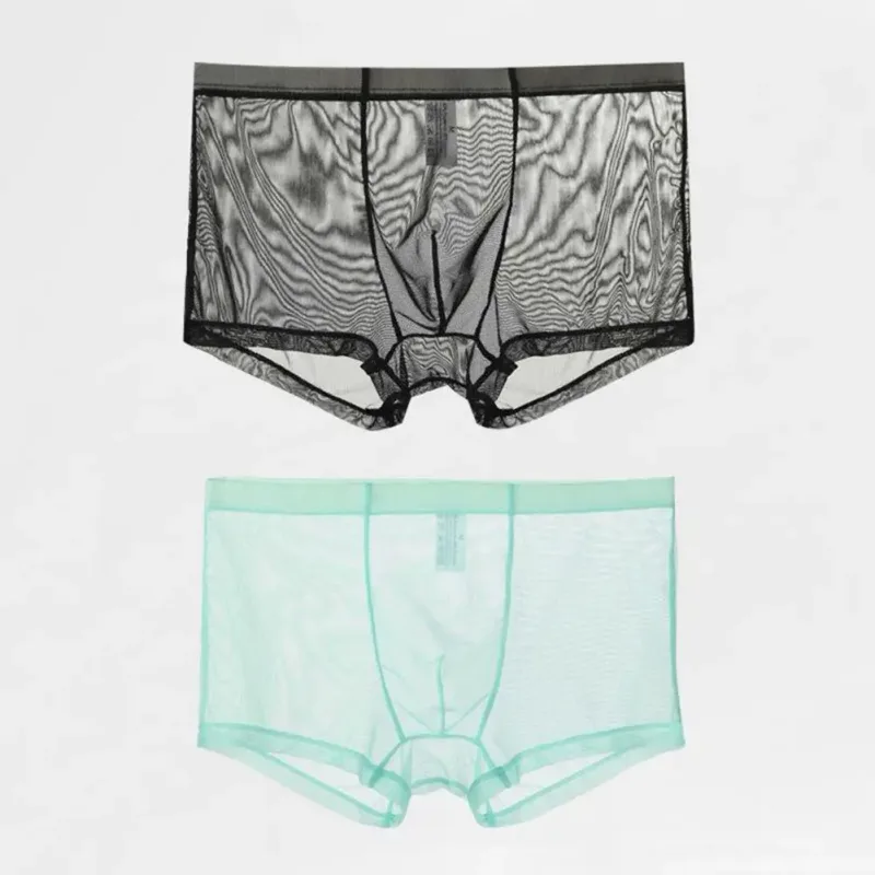 Transparent Boxers for Men See Through Male Underpants Sexy Mesh Low Waist Ice Silk Thin Cooling Men Panties Men Underwear — image 21