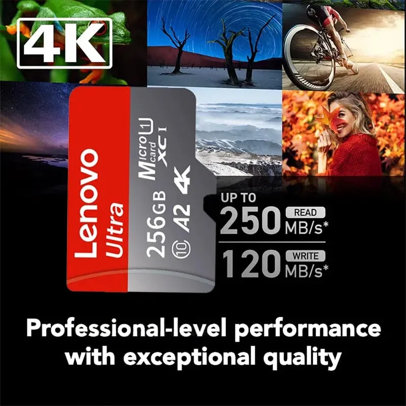 Lenovo High Speed Micro SD Memory Card 512GB 4K Full HD Video Compatible with Phone GoPro Action Camera 64GB 128GB 256GB