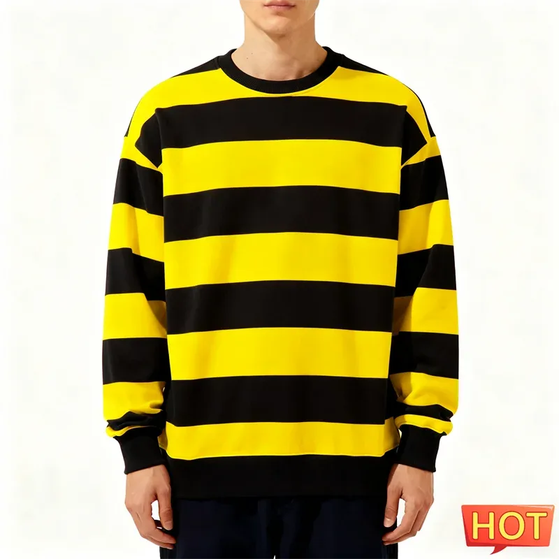 Sudaderas con gráficos de rayas simples para hombres, sudadera fea con estampado 3D de manga larga de moda, jerséis informales de gran tamaño, Tops