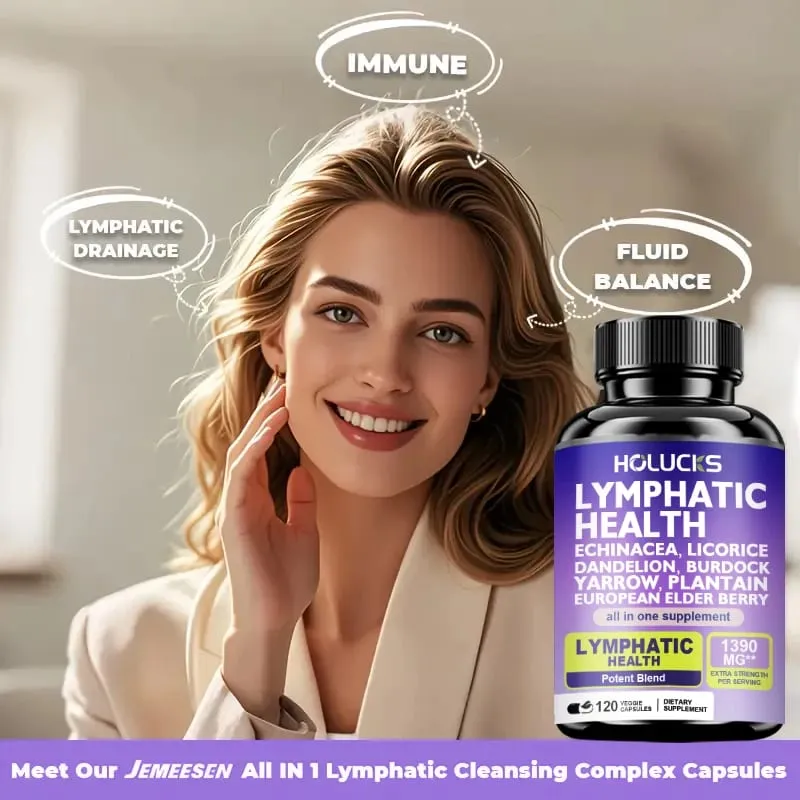 Lymphatic Capsules 1300mg Supplement Support Aids Lipedema Hormone Balance Natural Detox for Clear Skin & Vitality