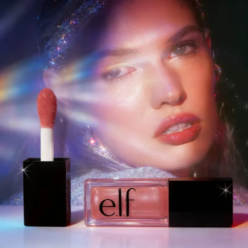 ELF Fashion Makeup Cosmetics Liquid Foundation Concealer וליפ גלוס מבהיר עם אורות מהבהבים Lip Oil Glossy Finish