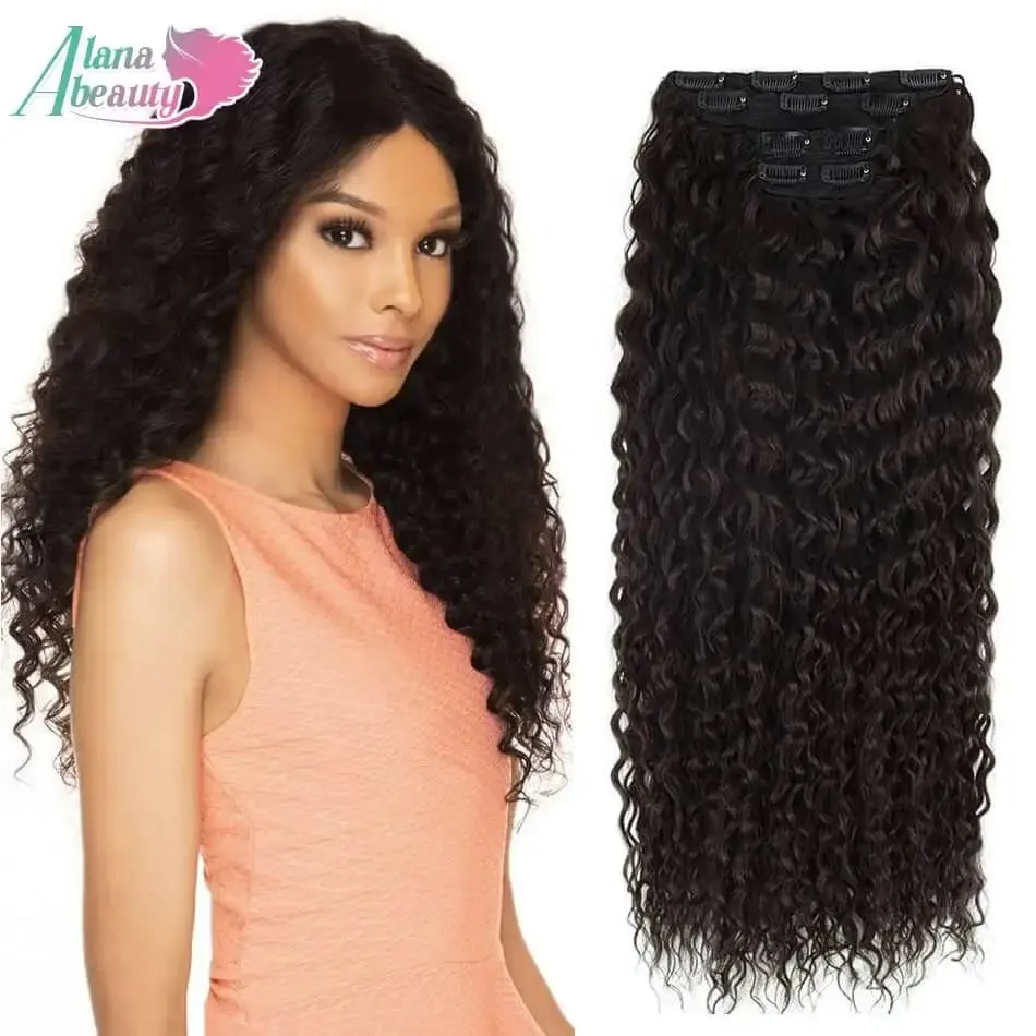 Alana 28inch Synthetic Long Water Curly Clip In Hairpieces Hair Extensions Kinky Curly Clip-in Hair Heat Resistant Organic Fiber — image 9
