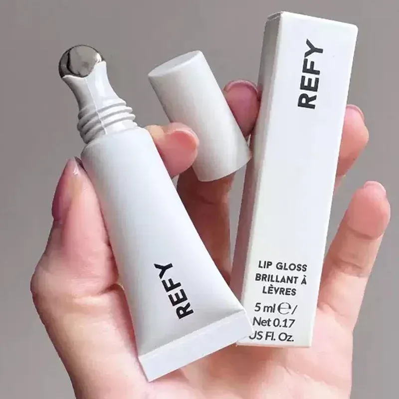 Brand Refy Lip Gloss Metal Applicator Deeply Moisturizing Nourishing Plumping Shine Non-Sticky Satin Nude Lip Makeup Cosmetics