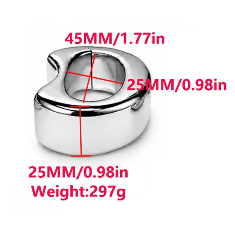 Stainless steel penis lock bondage cock Ring Heavy Duty male metal Ball Stretcher Scrotum Delay ejaculation BDSM Sex Toy for men — image 9