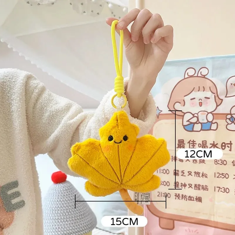 פנים מחייכות מייפל גינקו עלה כרית קטיפה ממולא Kawaii צמח כרית ספה כיסא קישוט מתנה