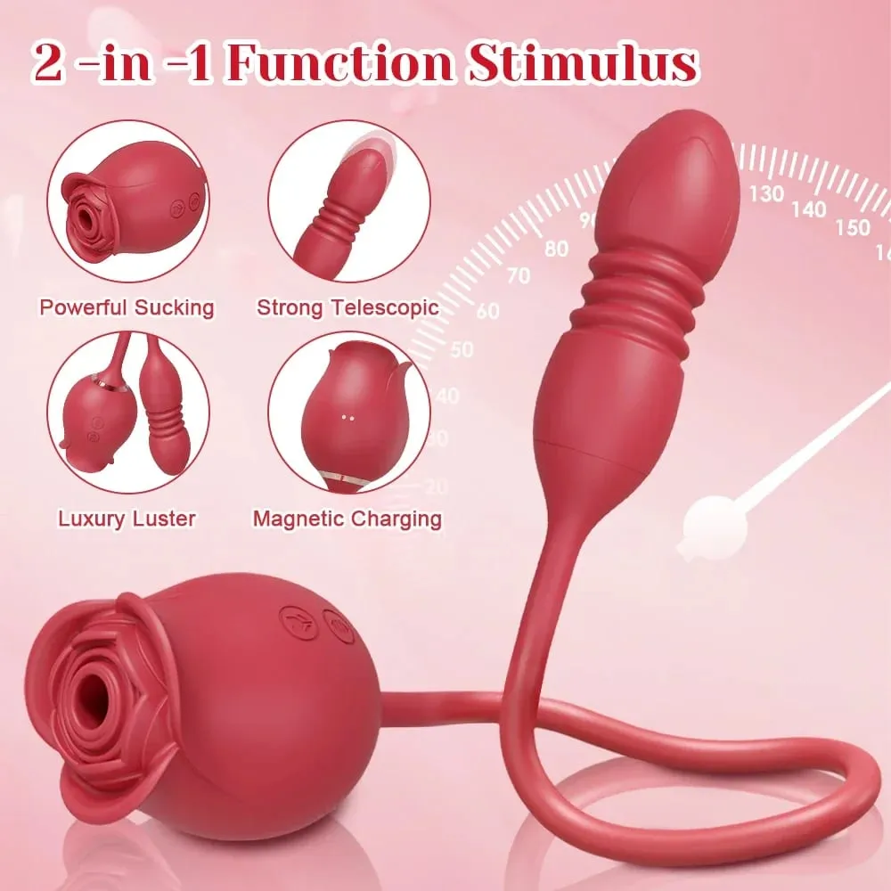 Rose-Sucking Vibrator for Women Clit Clitor Stimulator G Spot Thrusting Dildo Vibrating Female Masturbator Massage Adult Sex Toy — image 4