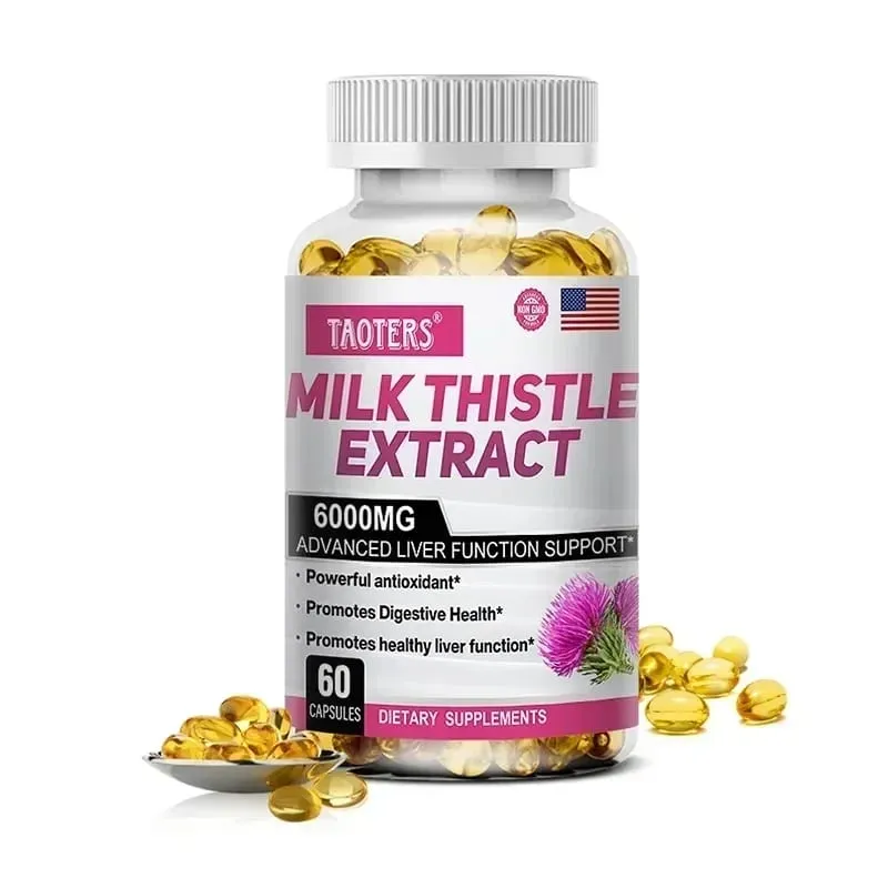 Milk Thistle dengan Akar Dandelion - Suplemen Pendukung Kesehatan Hati & Ginjal - Vegan Non-GMO Bebas Gluten