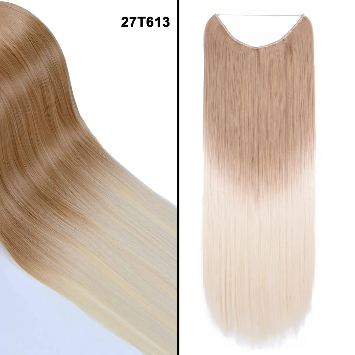 Jeedou κυματιστά μαλλιά Extension Elasticity Αόρατο σύρμα Fish Line One Piece No Clips Συνθετικά Hairpieces Ombre Χρώμα για γυναίκες — image 25