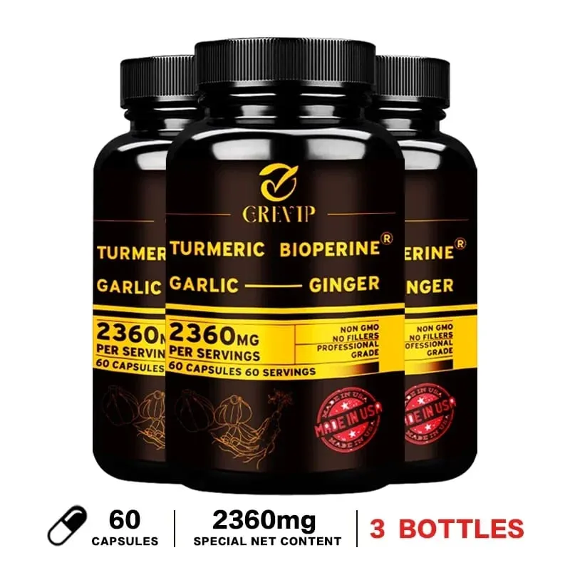 Συμπλήρωμα 4-σε-1 Turmeric Ginger - με Σκόρδο κουρκουμίνη μαύρο πιπέρι - Ανοσολογική υποστήριξη των αρθρώσεων Βελτιώνει την πέψη — image 10