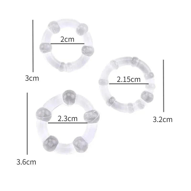 3db Stretchy Stay Hard Gyöngyös kakasgyűrű Késleltetett magömlés edző Scrotal Binding Ball Hordágy Szilikon Cockring Férfi Szexjátékok